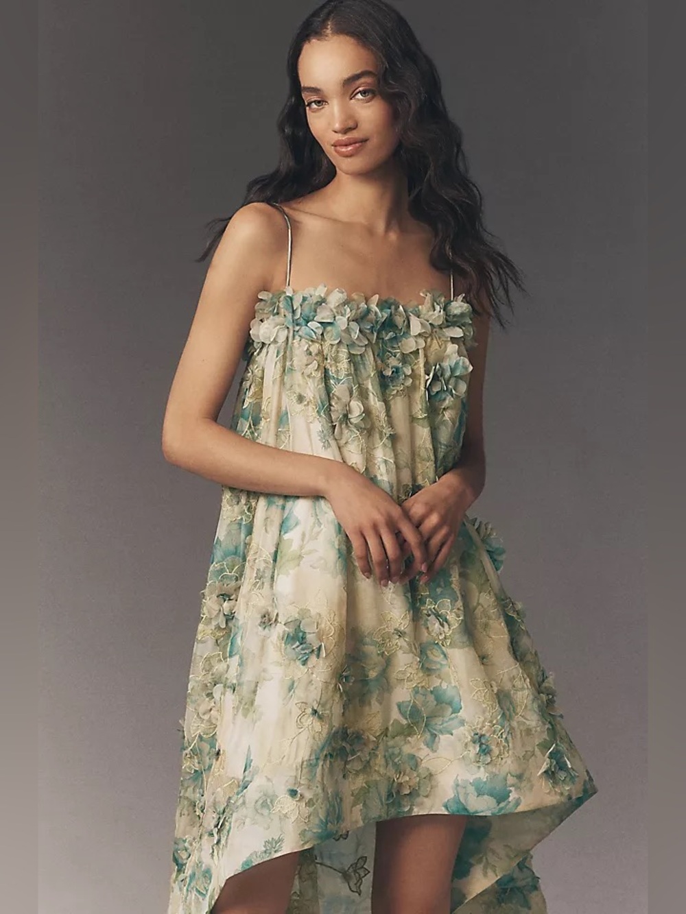 BHLDN 3-D Floral High Low Dress NWT Size L